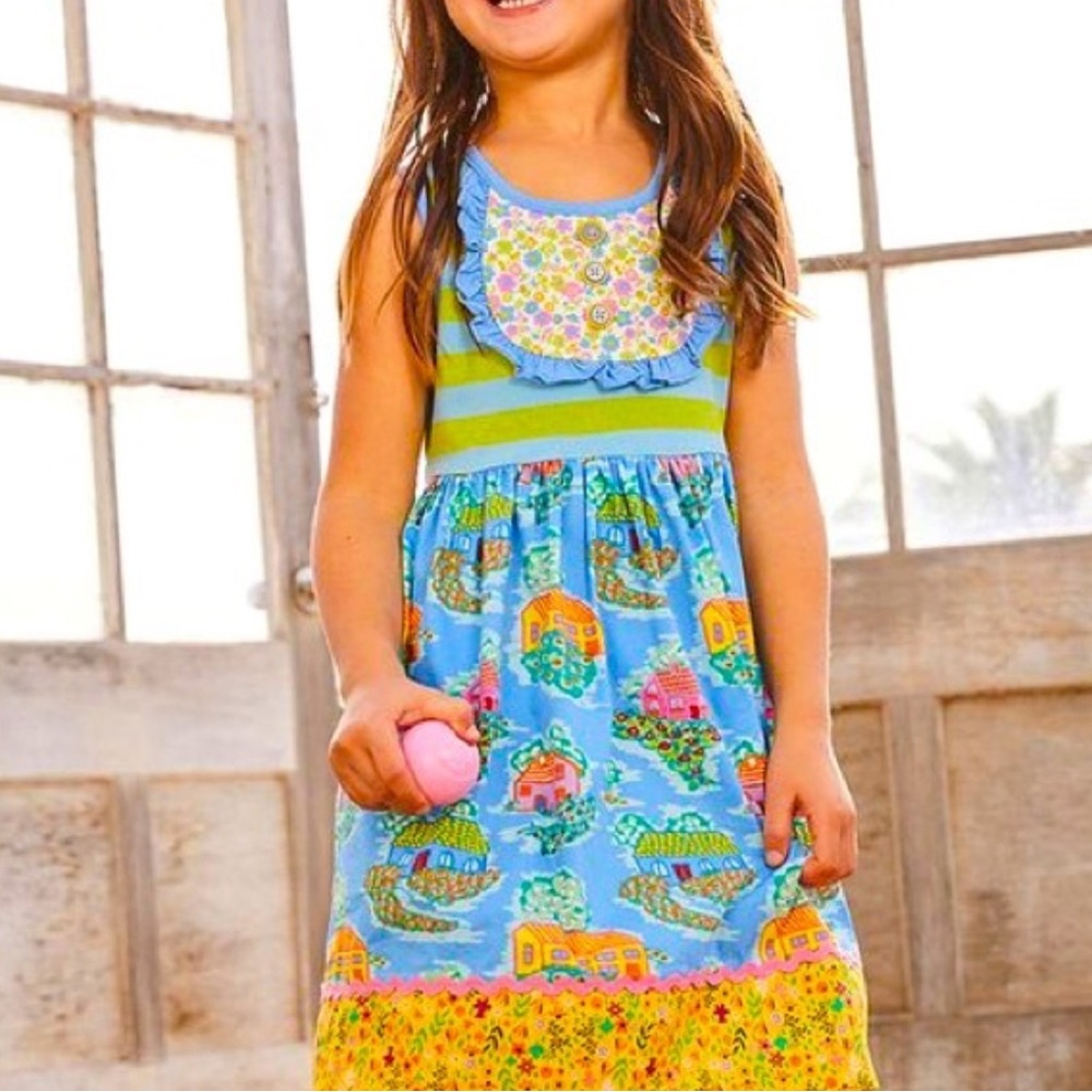 Matilda Jane Blue and Green Striped Kids Dress